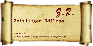 Zeitlinger Rózsa névjegykártya